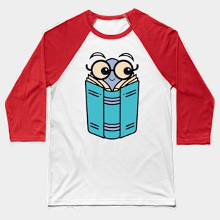 Cute Bookworm Reading A Book - BLUES Baseball T-Shirt